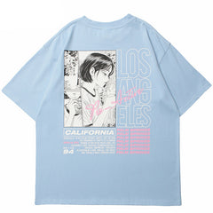 Smoking Girl Print Y2K T Shirt