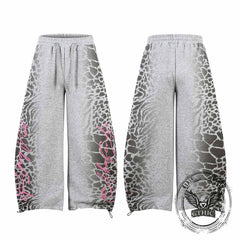 Street Letter Leopard Print Loose Straight-Leg Pants