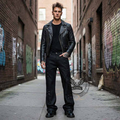 Street Pleated Button Design Solid Wide-Leg Pants