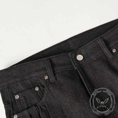 Street Pleated Button Design Solid Wide-Leg Pants