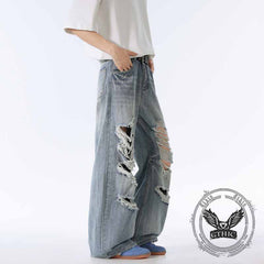 Street Retro American Ripped Loose Scimitar Jeans