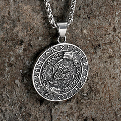 Viking Celtic Wolf Runes Stainless Steel Pendant