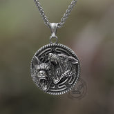 Vintage Nordic Wolf Valknut Stainless Steel Viking Pendant