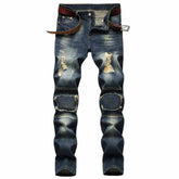 Vintage Patches Decoration Ripped Straight Jeans