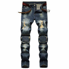 Vintage Patches Decoration Ripped Straight Jeans