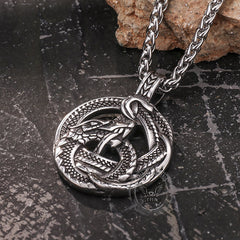 Vintage Viking Coiled Dragon Stainless Steel Pendant