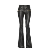 Women's Slim Lace-Up Flared Pants