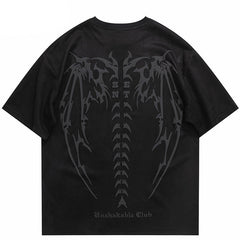 Y2K Devil Wings Skeleton Graphic T-Shirt