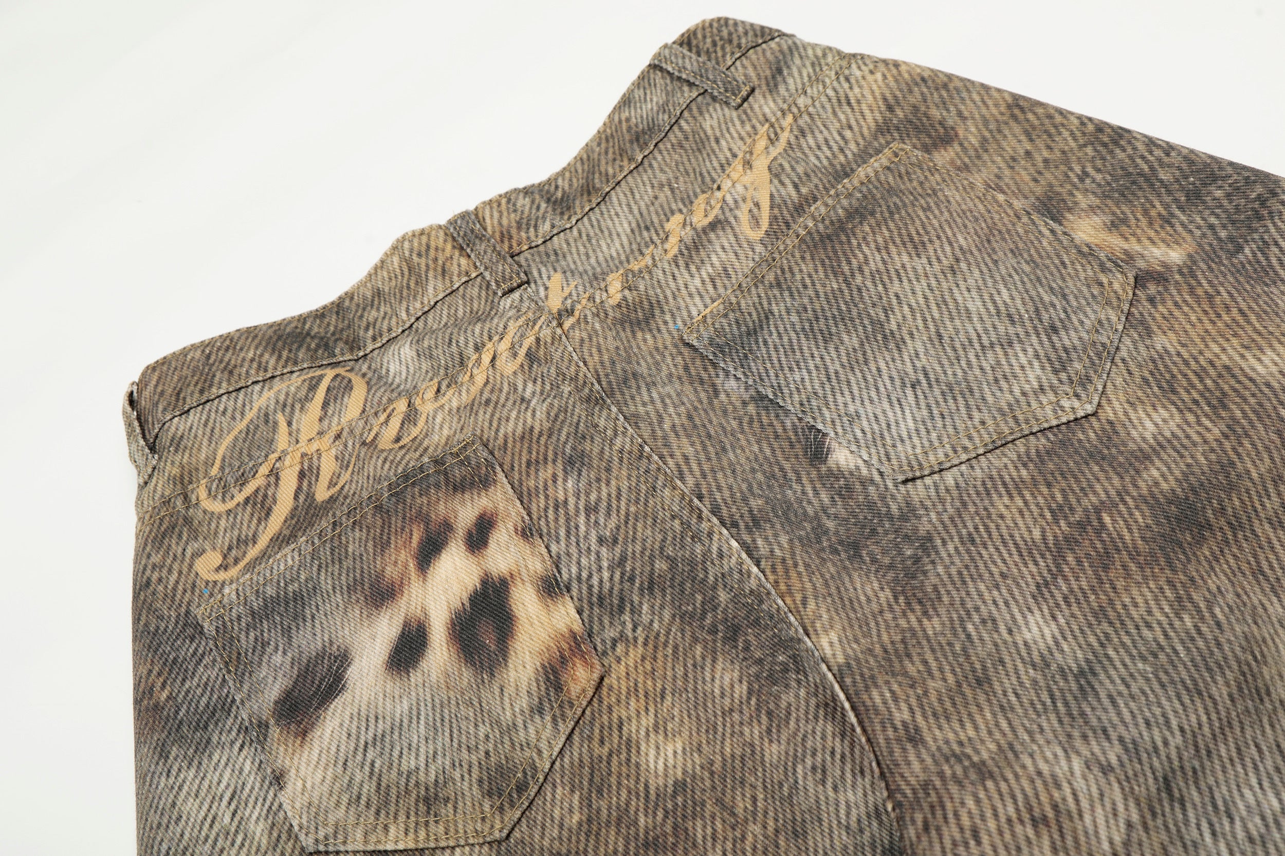 CapCabin Leopard Wash Wide-Leg Jeans