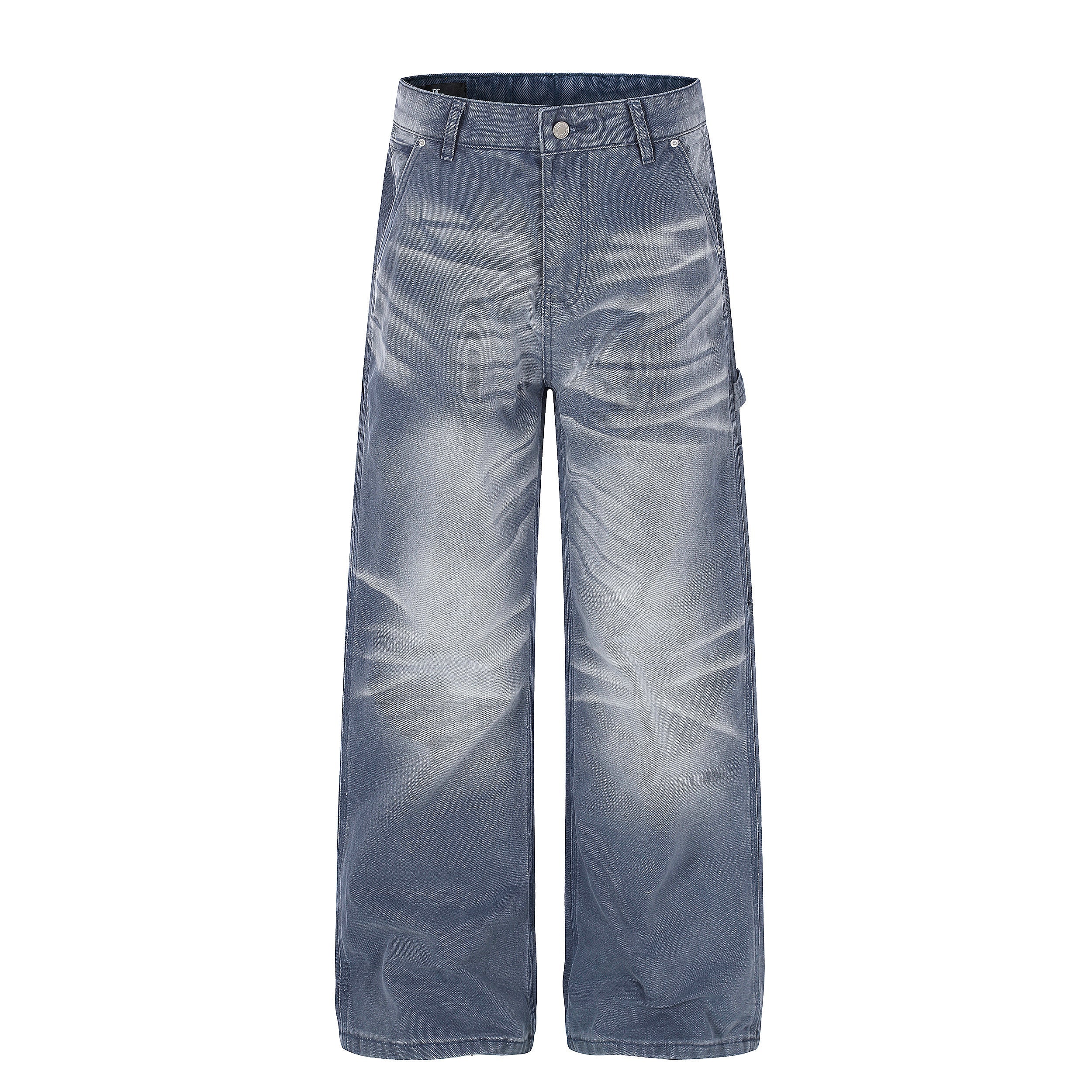 CapCabin Washed Wrinkle Effect Denim Jeans