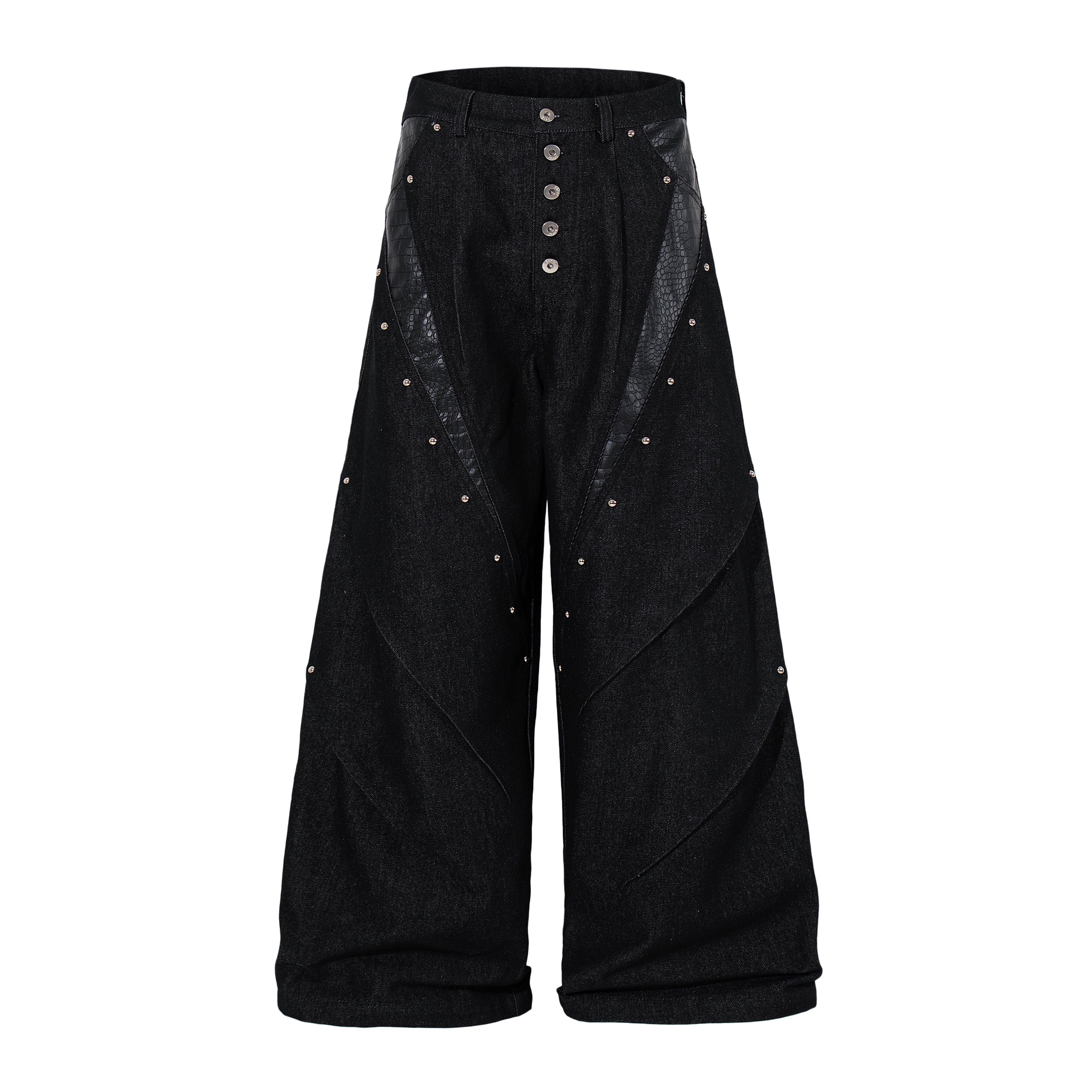 CapCabin Panel-Detail Wide Leg Denim Pants