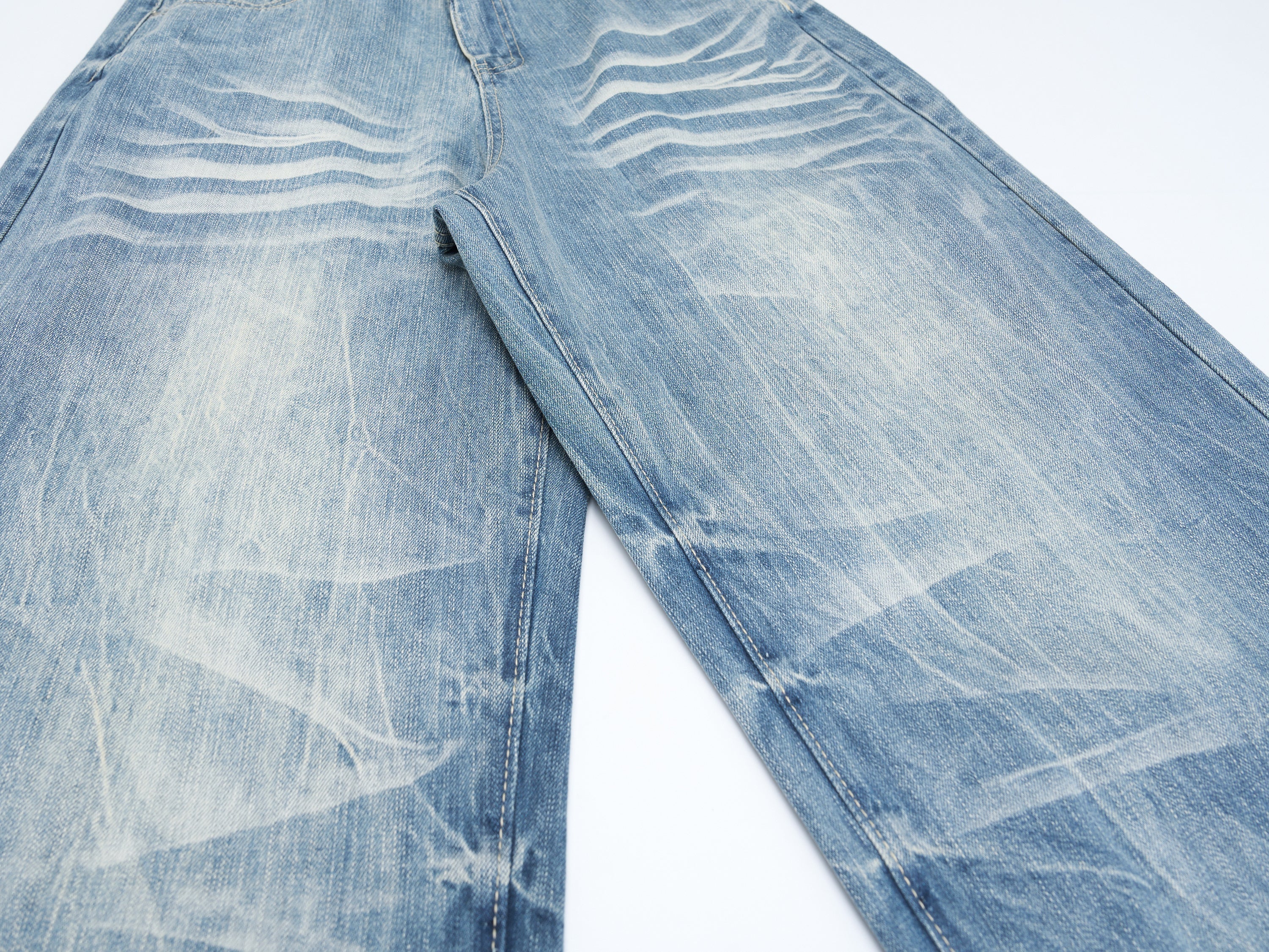 CapCabin Heavy Washed Wide-Leg Denim Jeans