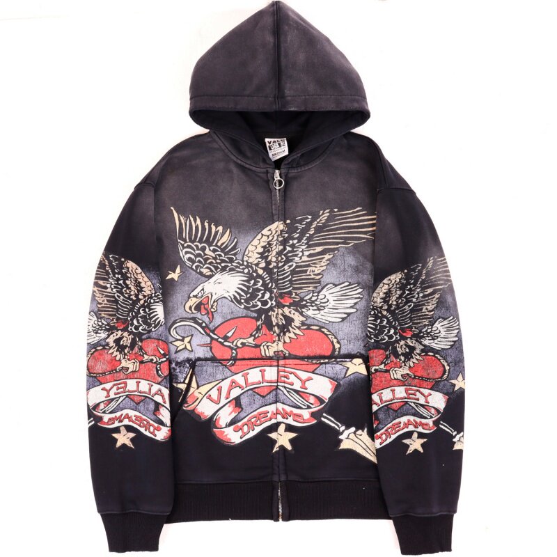 Vale Forever Vintage Eagle & Heart "14" Zip-Up Hoodie & Sweatpants Set - Black