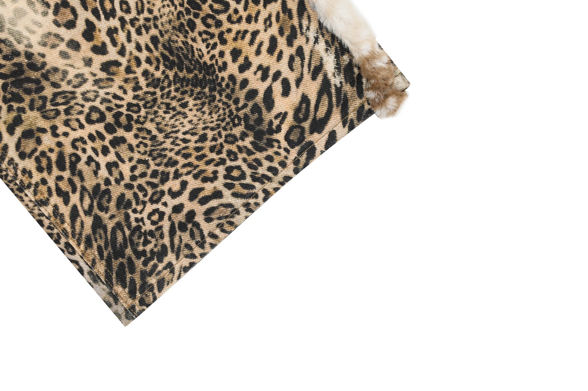 CapCabin “Leopard Fur-Trim Wide-Leg Jeans”