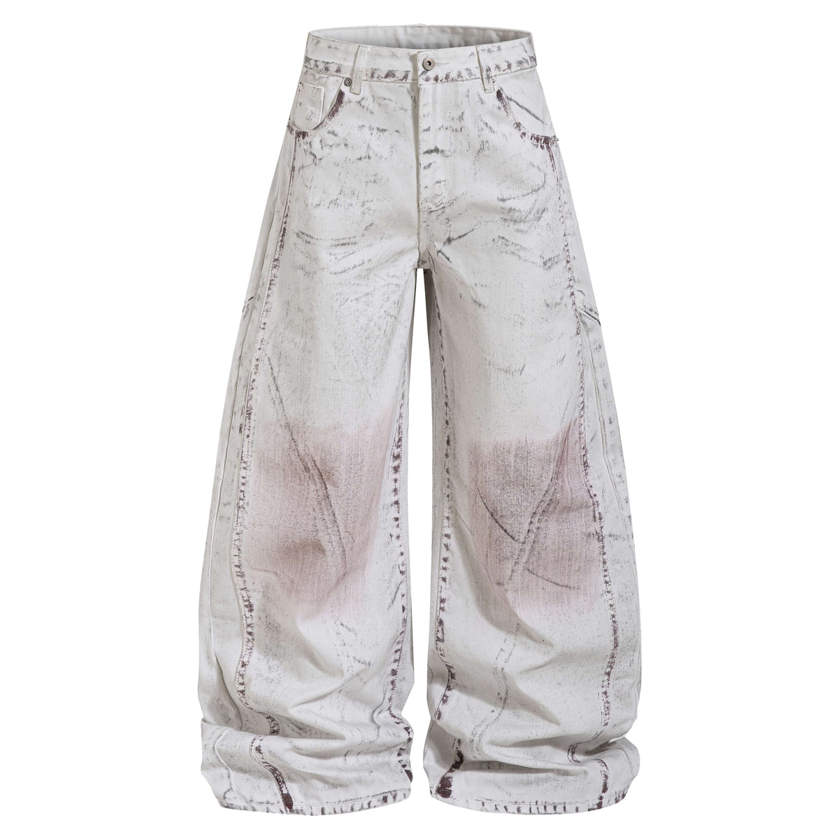 CapCabin Washed Panel Denim Pants