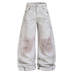 CapCabin Washed Panel Denim Pants