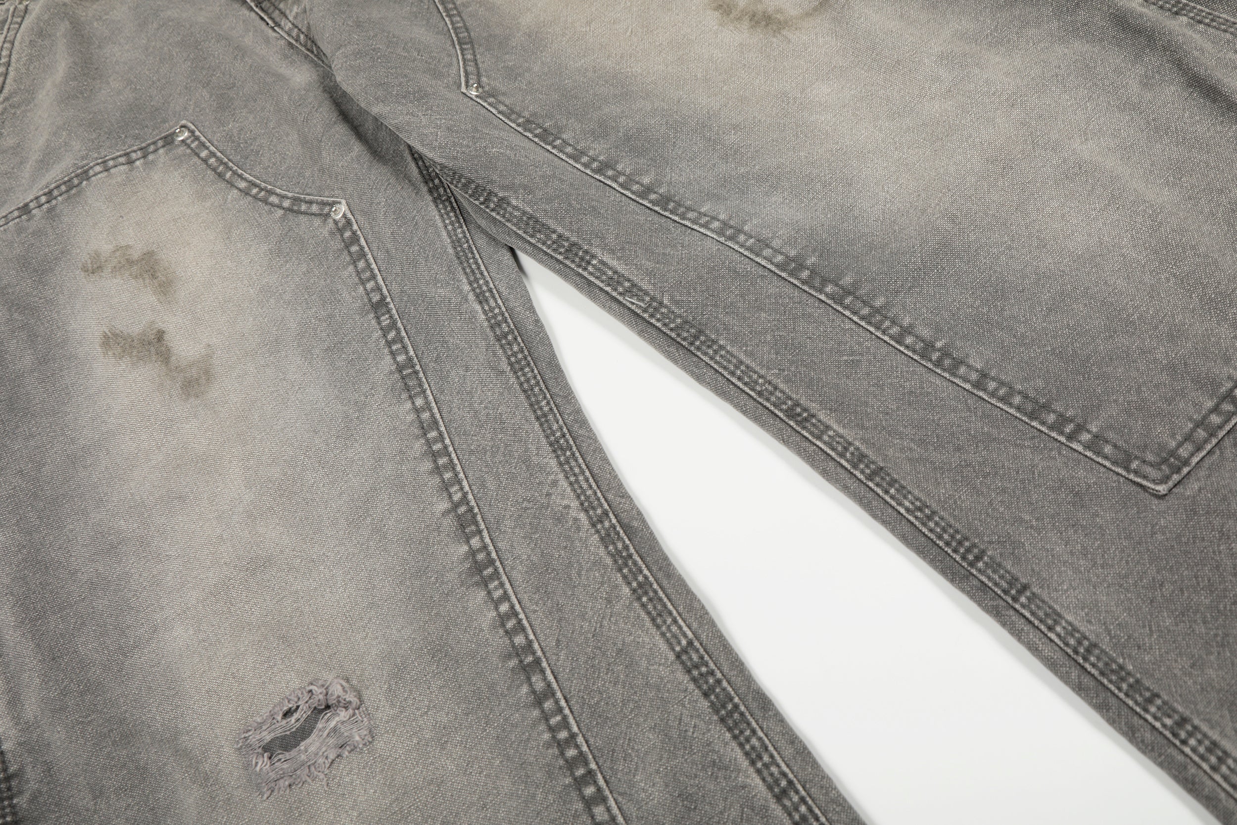 CapCabin Washed Utility Distressed Denim Jeans