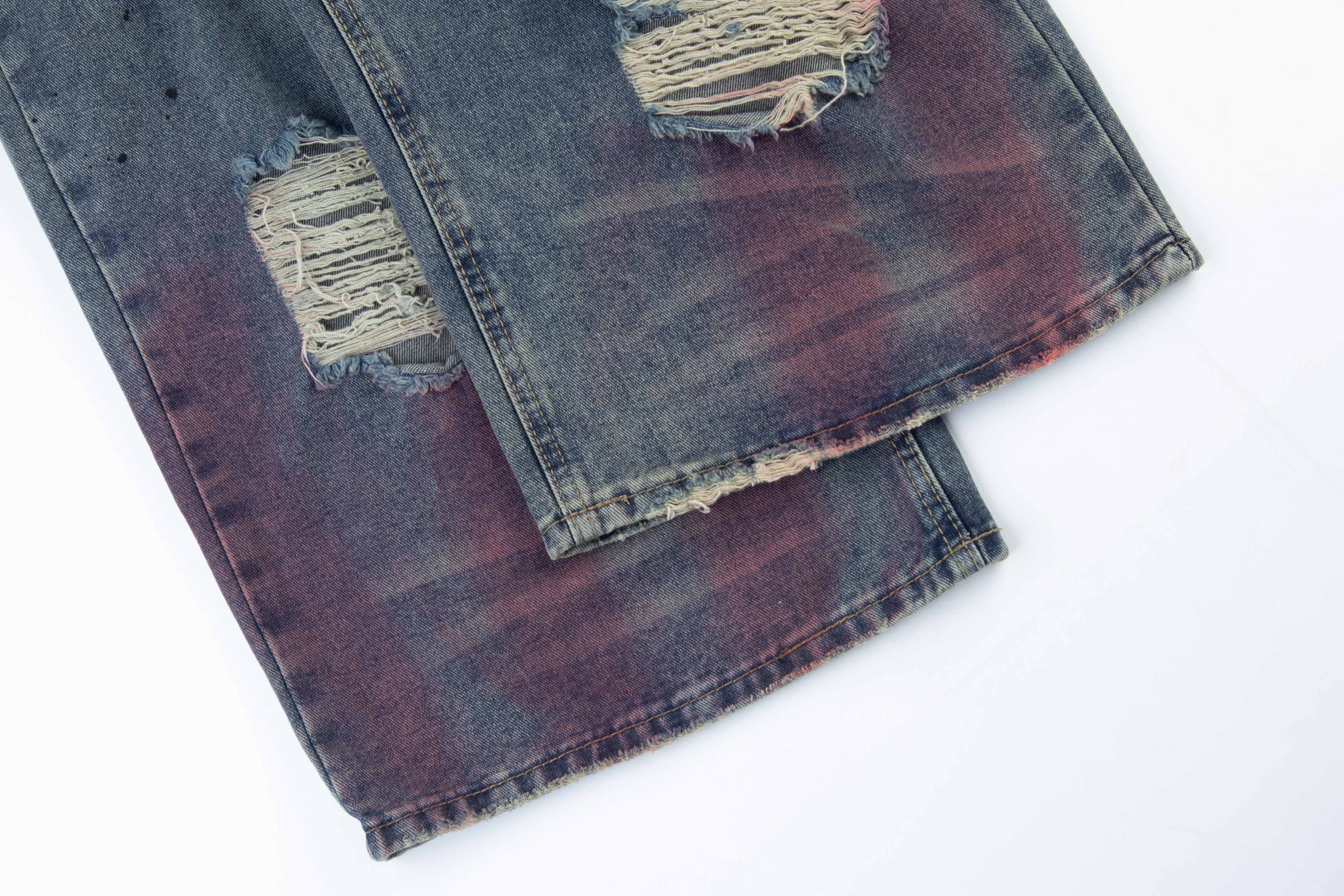 CapCabin Distressed Washed Wide-Leg Jeans
