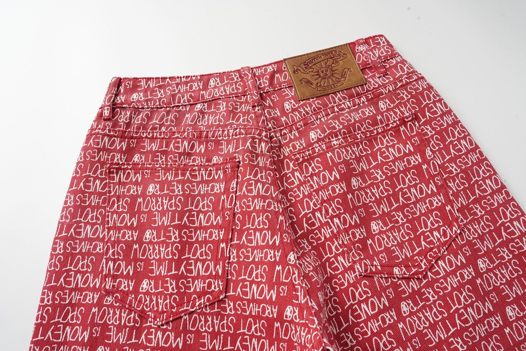 CapCabin All-Over Script Print Wide-Leg Pants