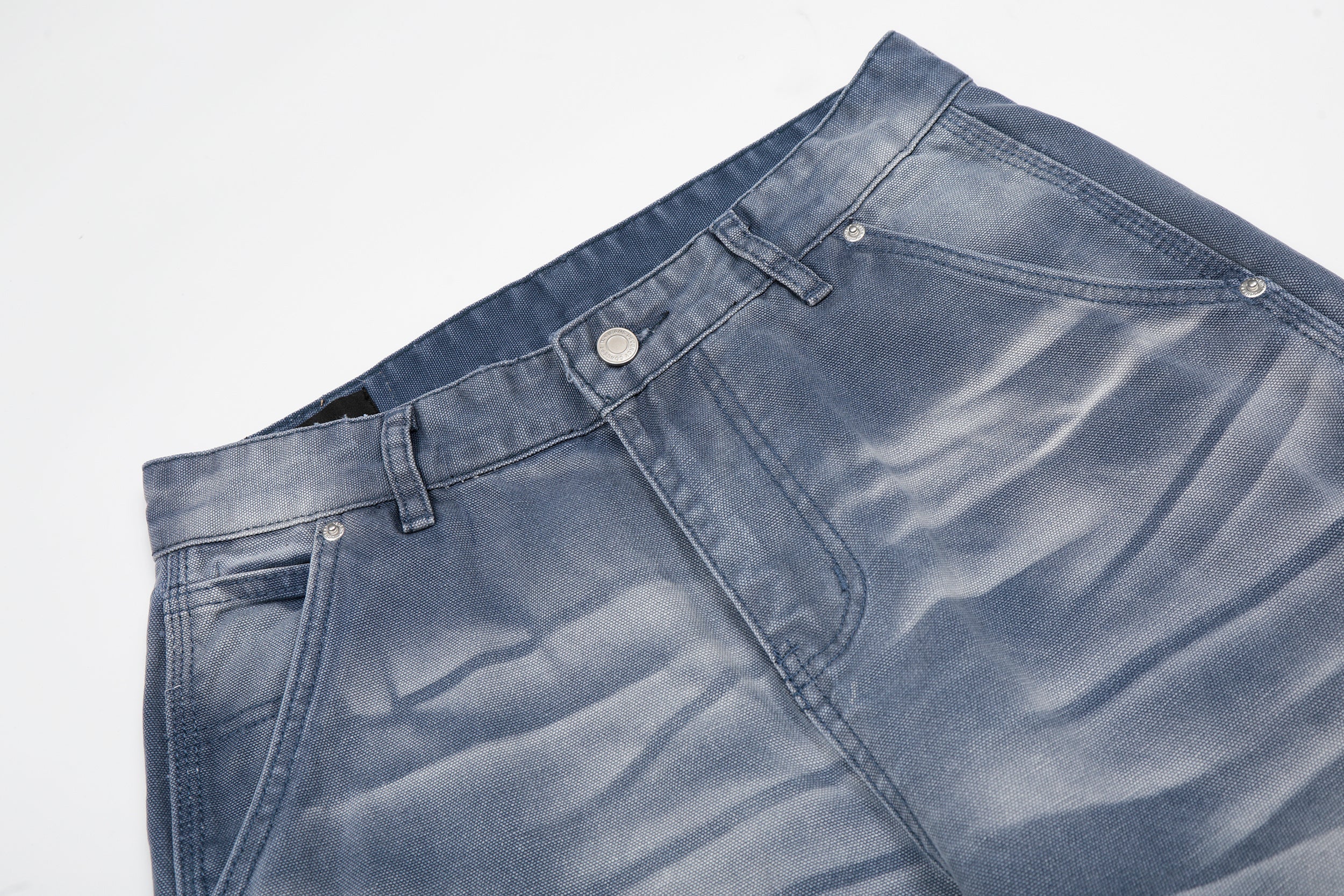 CapCabin Washed Wrinkle Effect Denim Jeans
