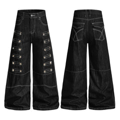 CapCabin Studded Strap Denim Pants