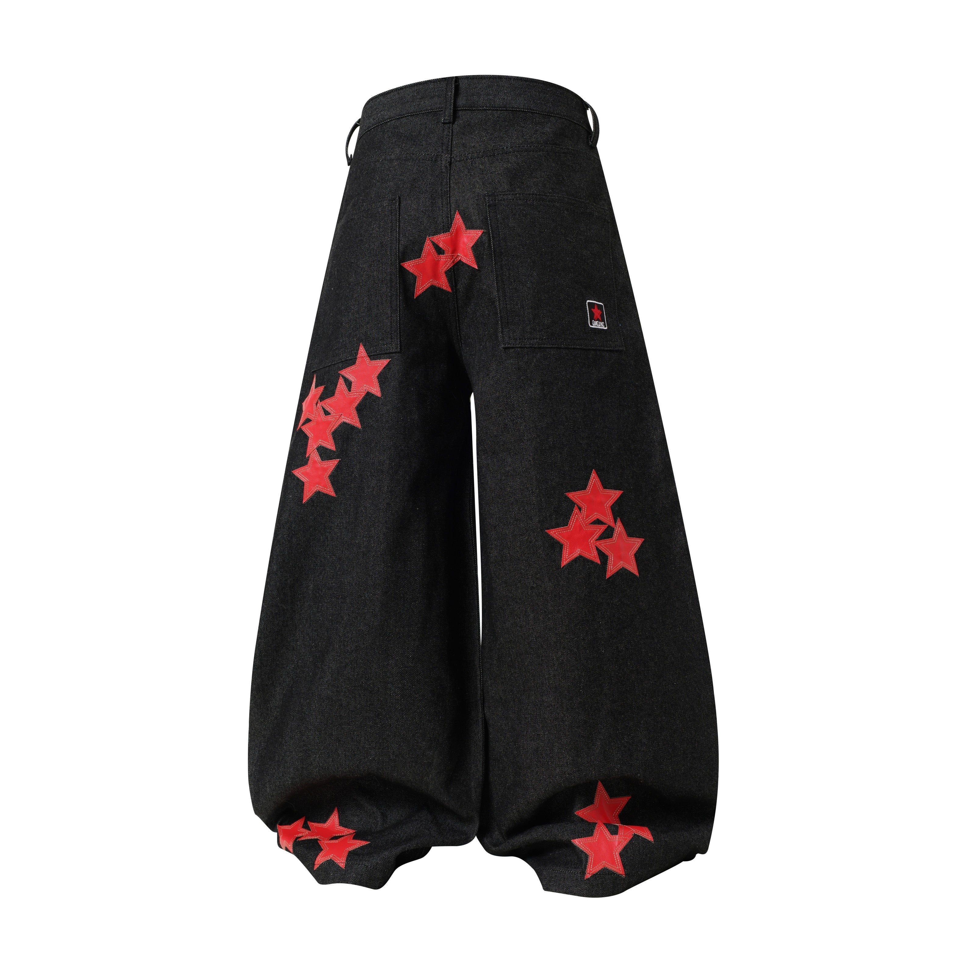 CapCabin Star-Graphic Wide-Leg Denim Pants