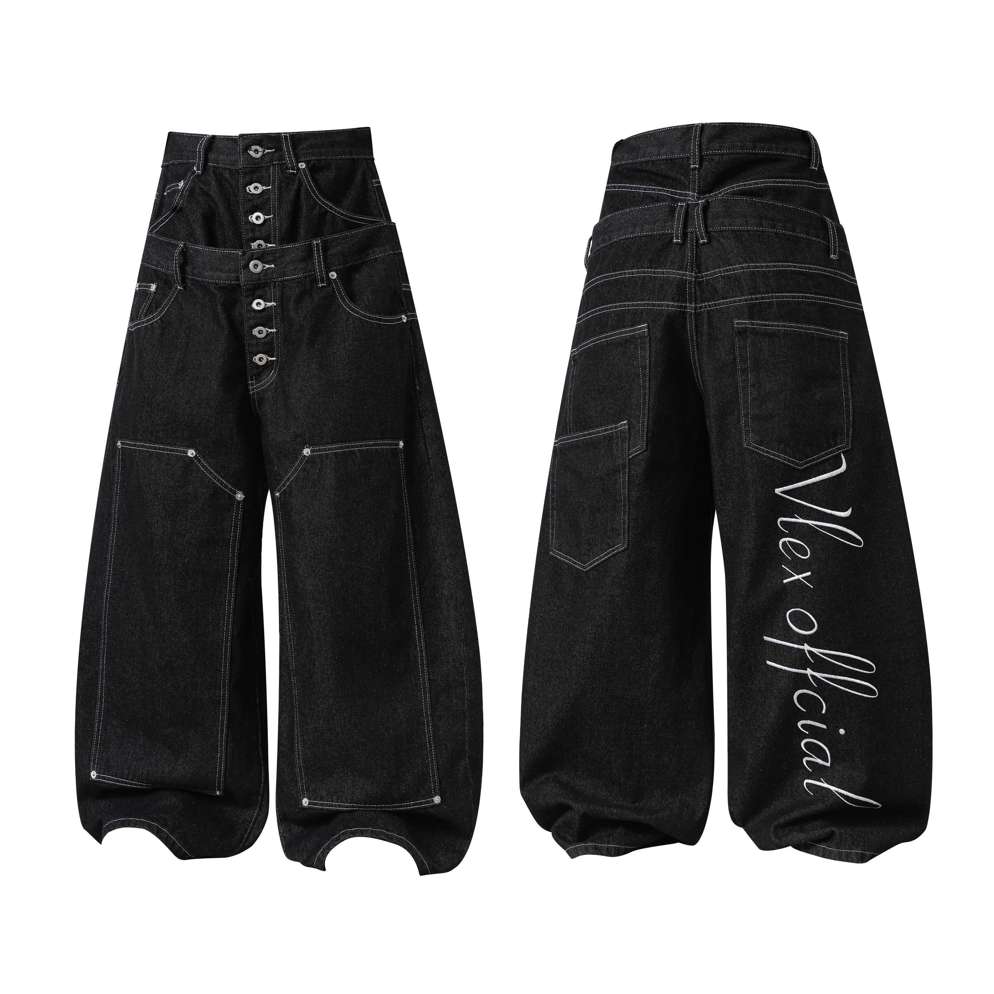 CapCabin Double-Waist Utility Denim Pants