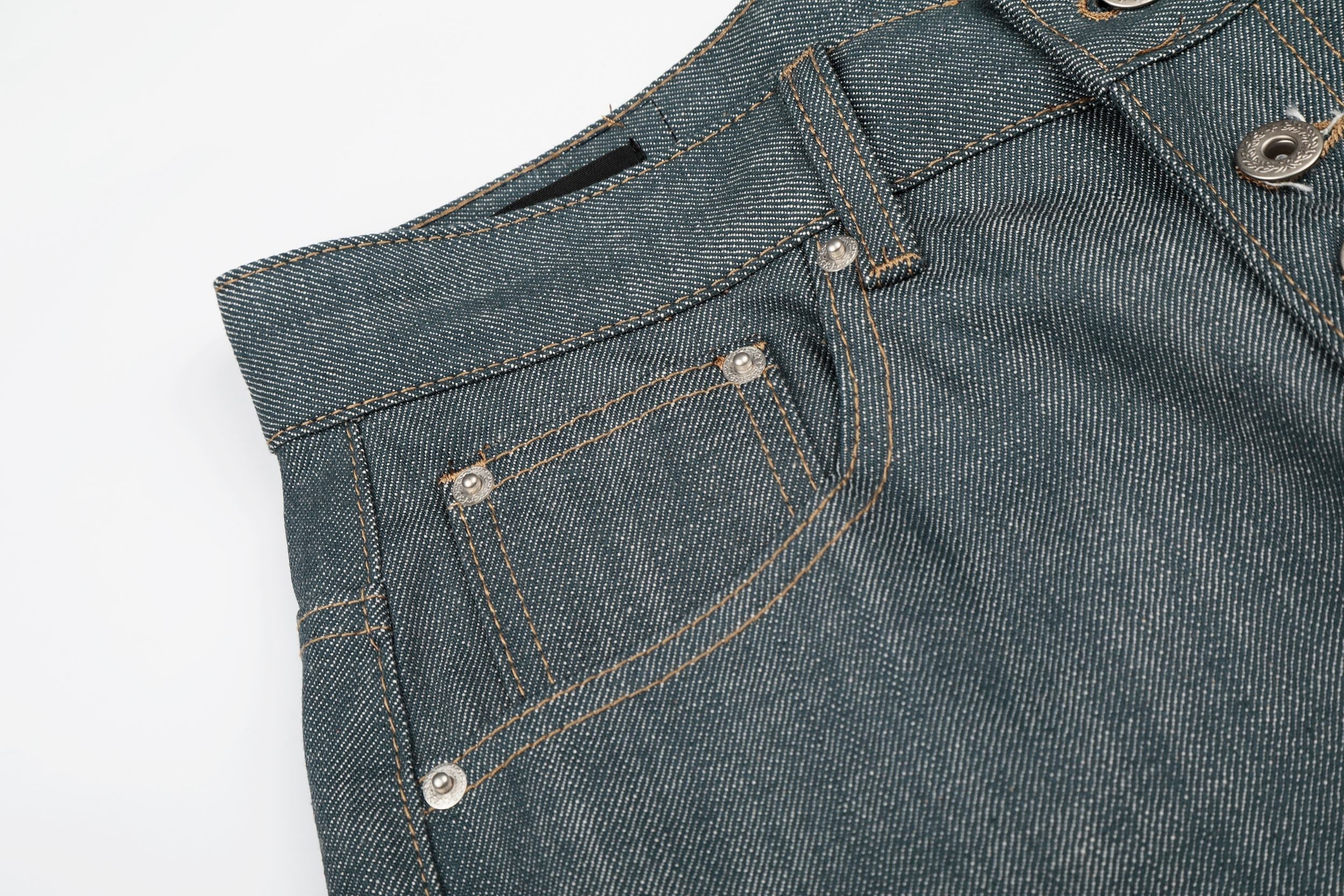 CapCabin “Washed Grey Button Denim Jeans”