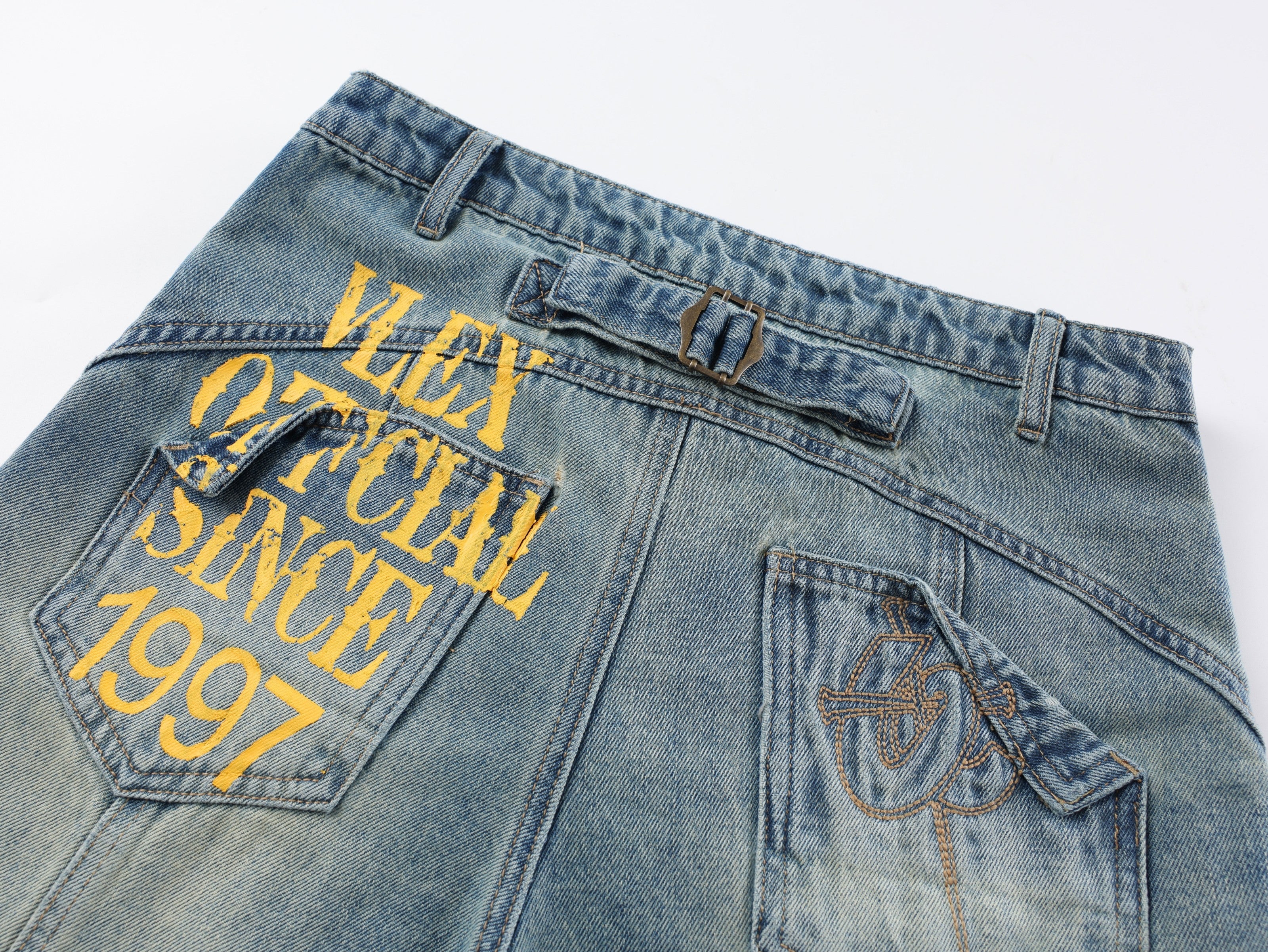 CapCabin Graphic Wide-Leg Denim Pants