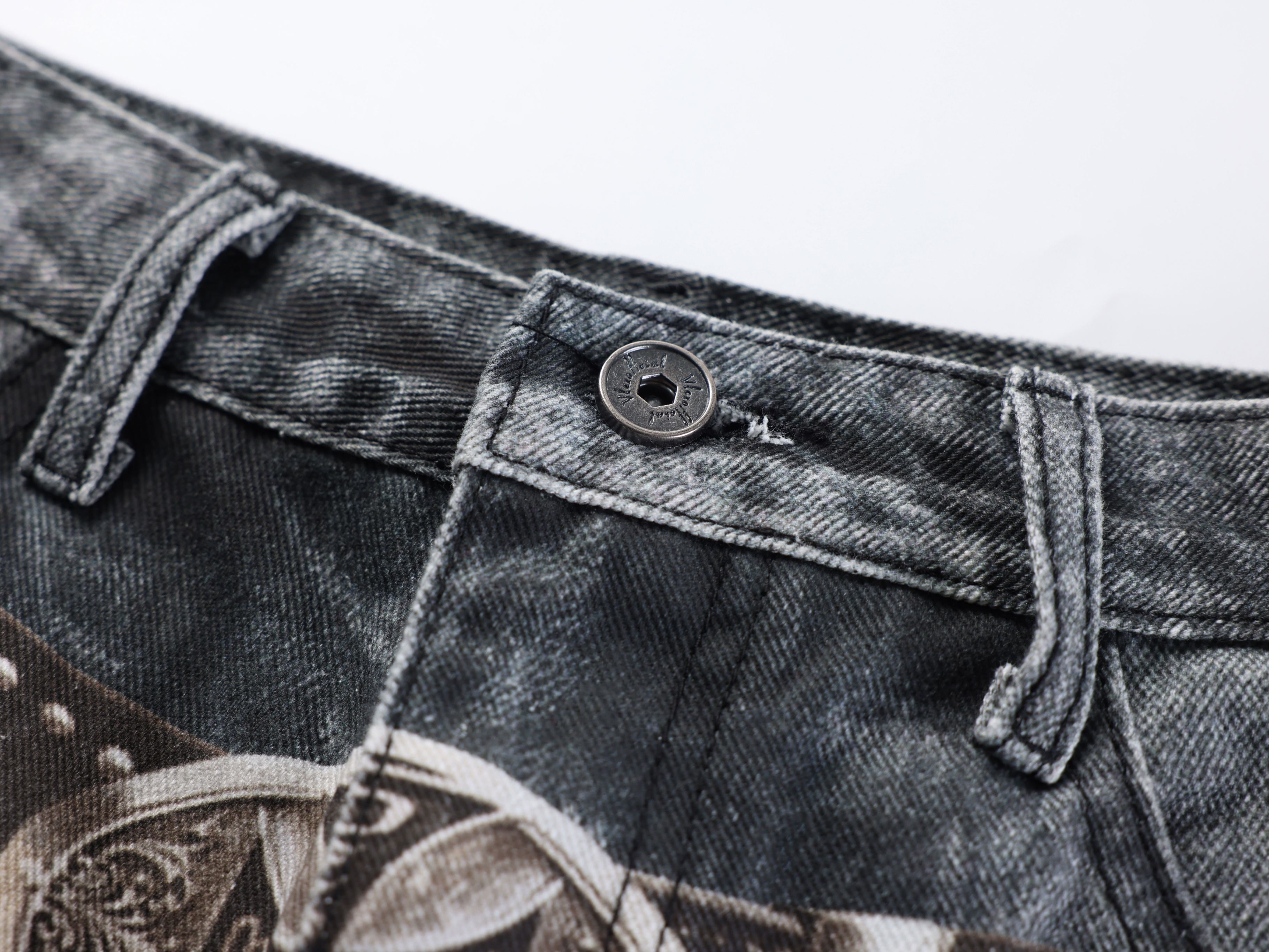 CapCabin Washed Studded Wide-Leg Jeans