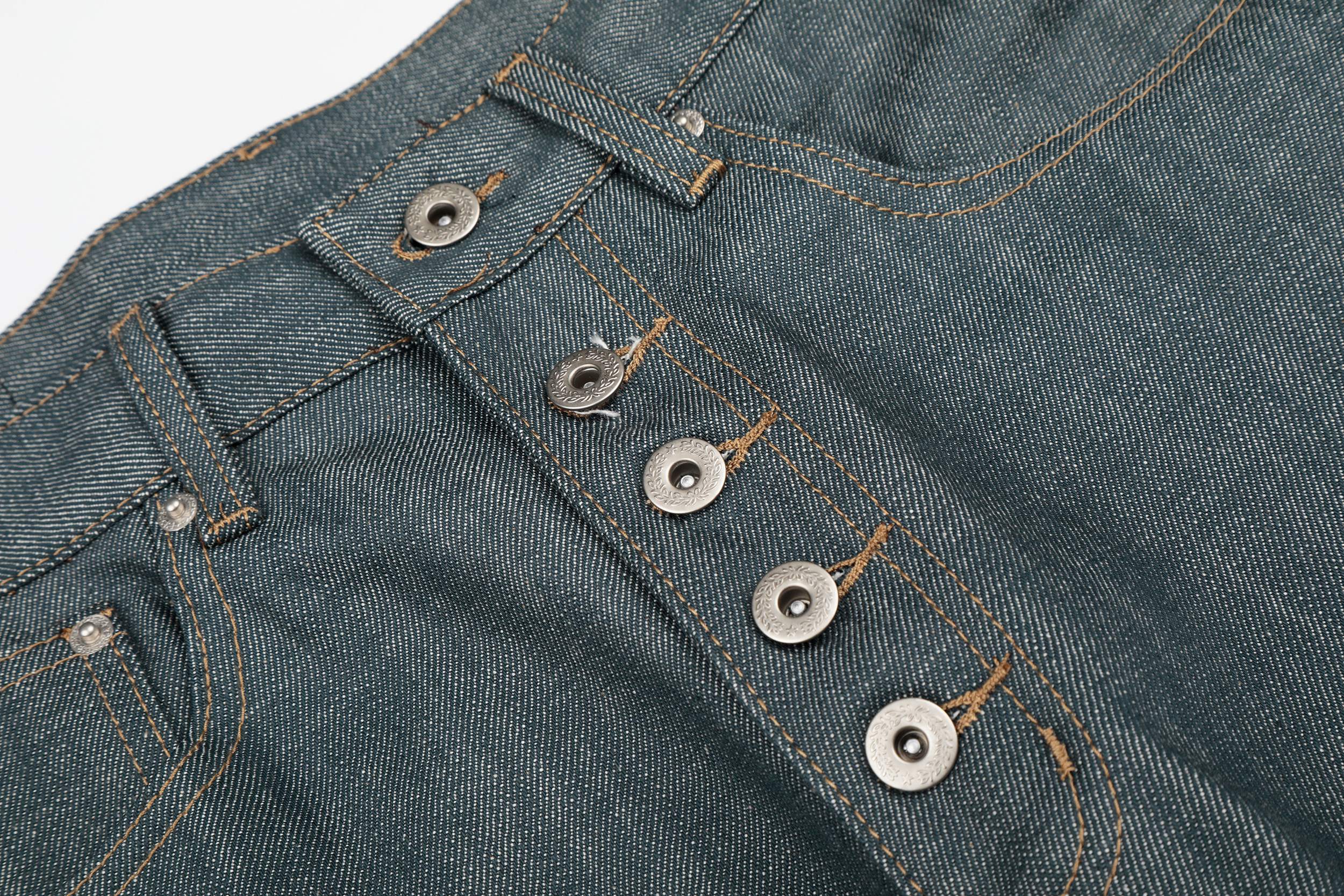 CapCabin “Washed Grey Button Denim Jeans”