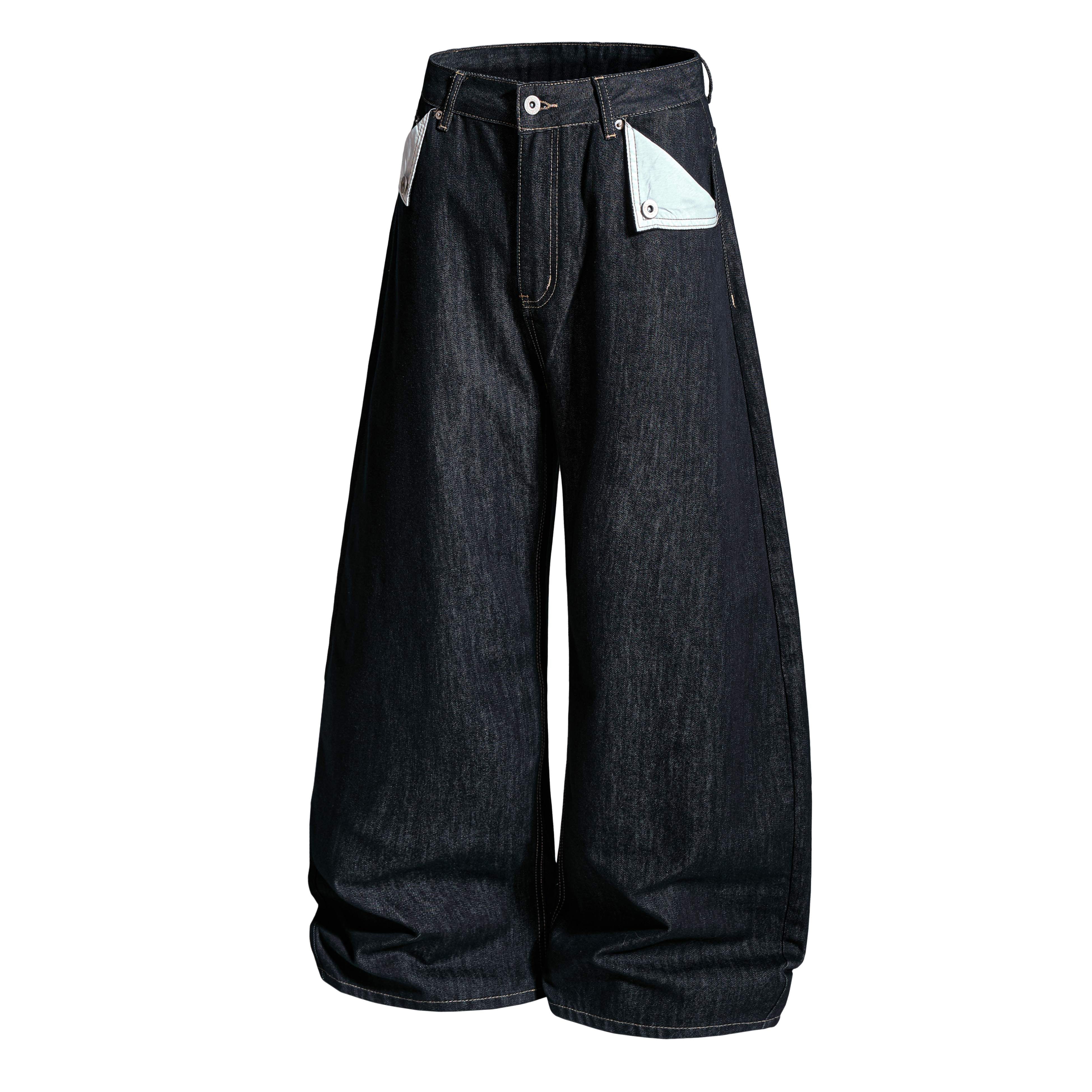 CapCabin Buckle Detail Wide-Leg Denim Pants