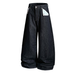 CapCabin Buckle Detail Wide-Leg Denim Pants