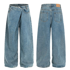 CapCabin Asymmetric Waist Wide-Leg Denim Pants