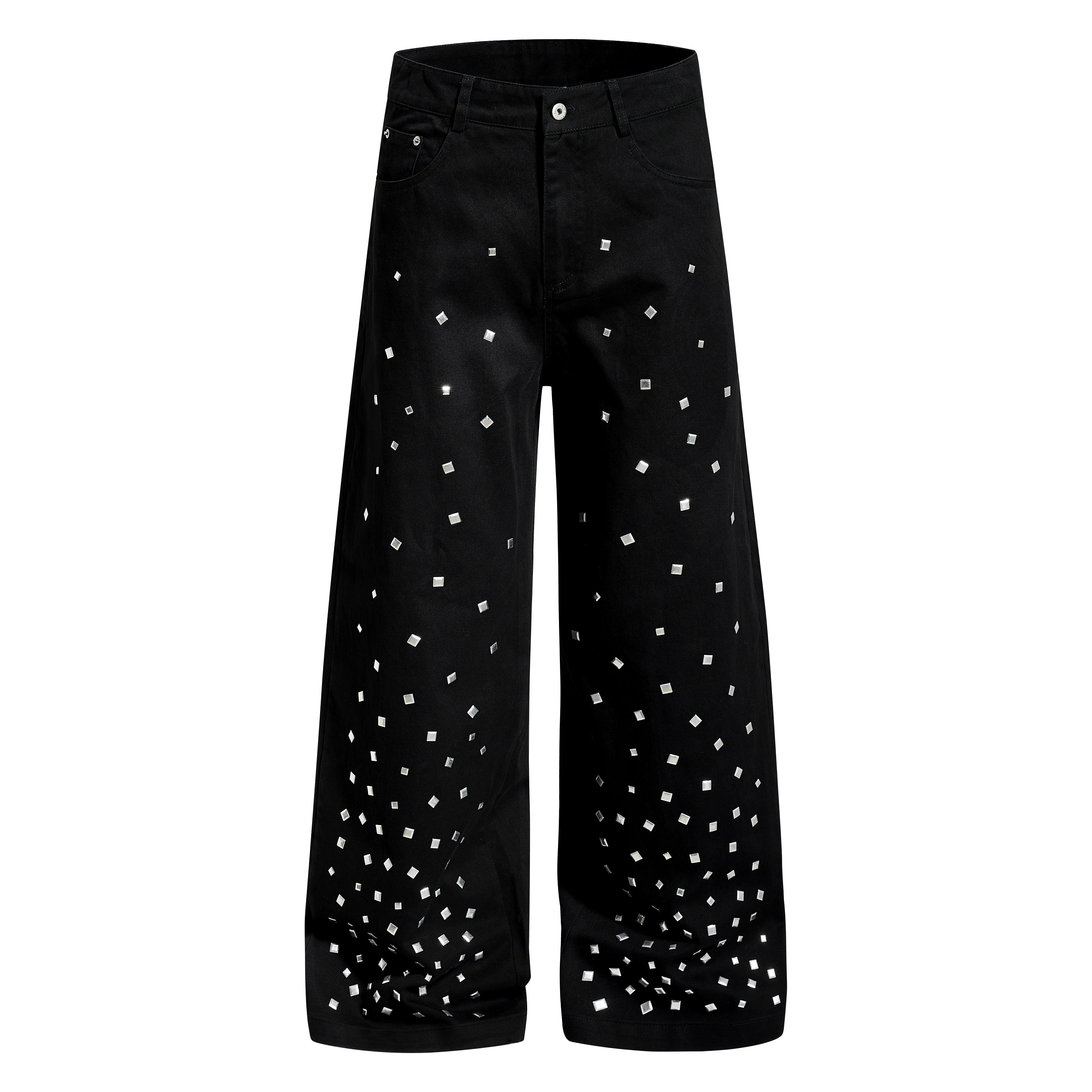 CapCabin Stud Detail Wide-Leg Pants