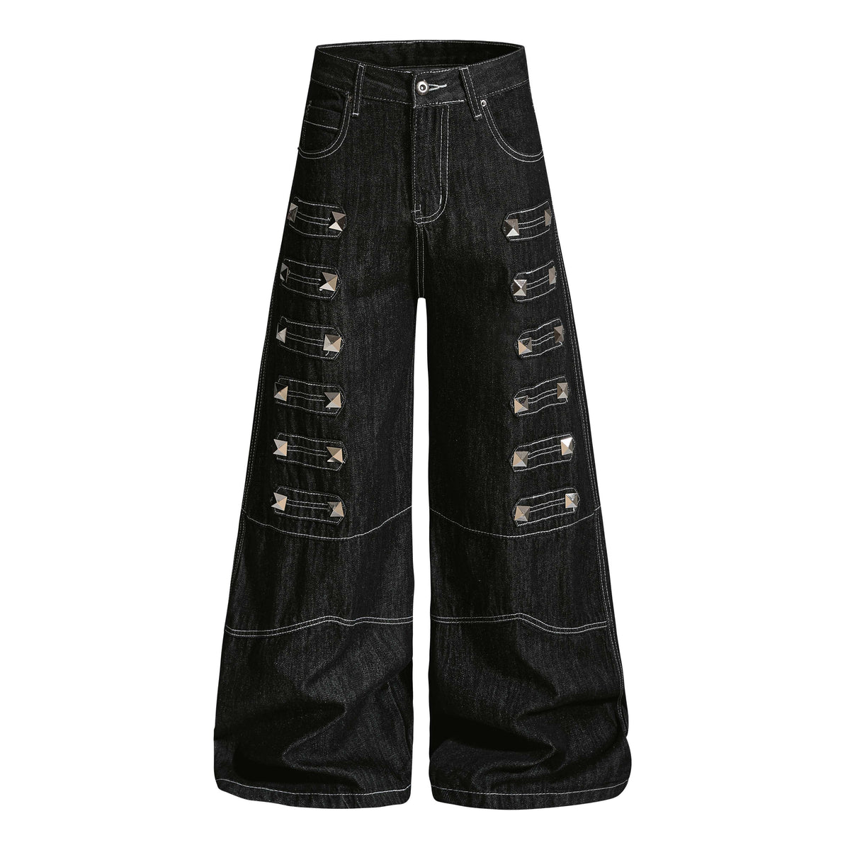 CapCabin Studded Strap Denim Pants