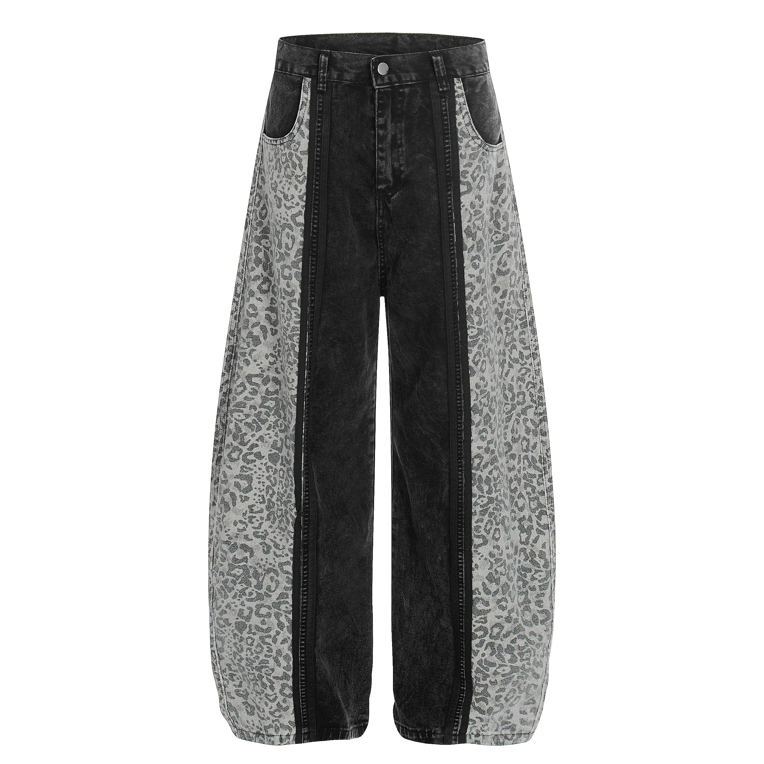 CapCabin Leopard Panel Denim Pants