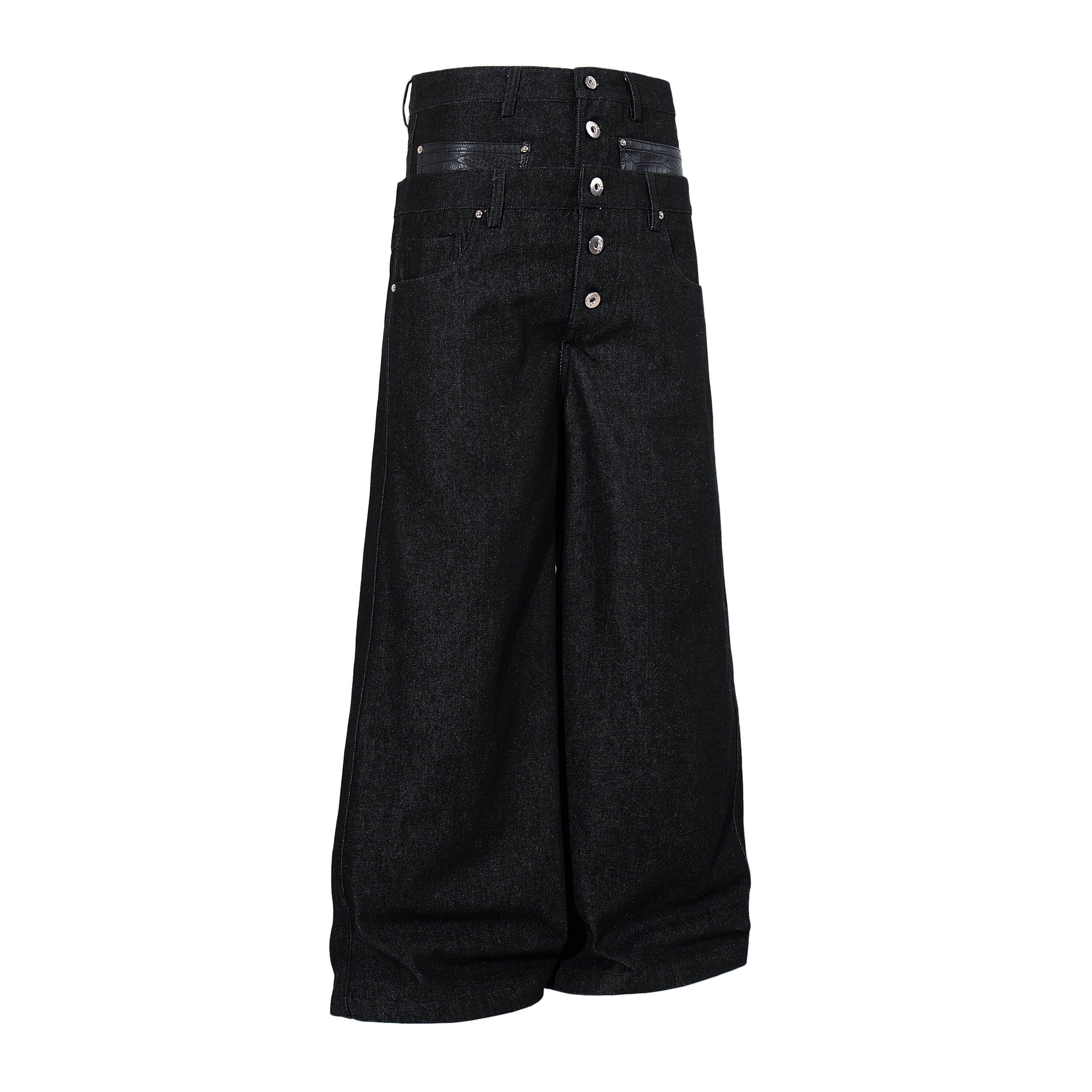 CapCabin Wide Leg Button Fly Denim Pants