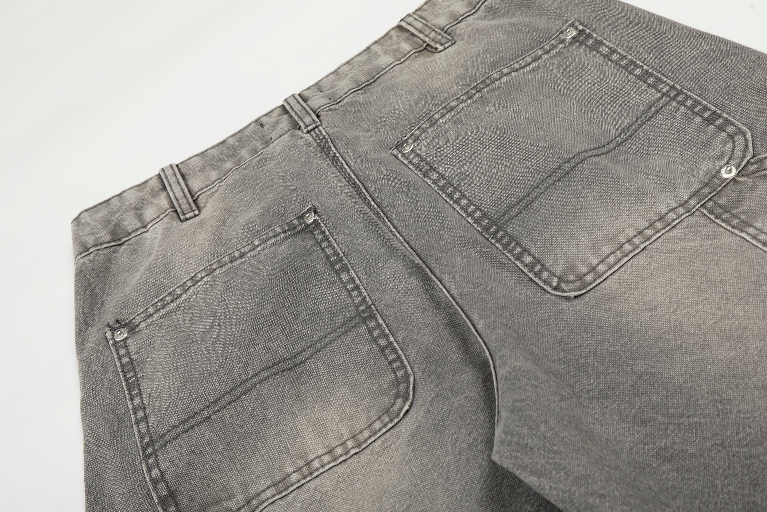 CapCabin Washed Utility Distressed Denim Jeans
