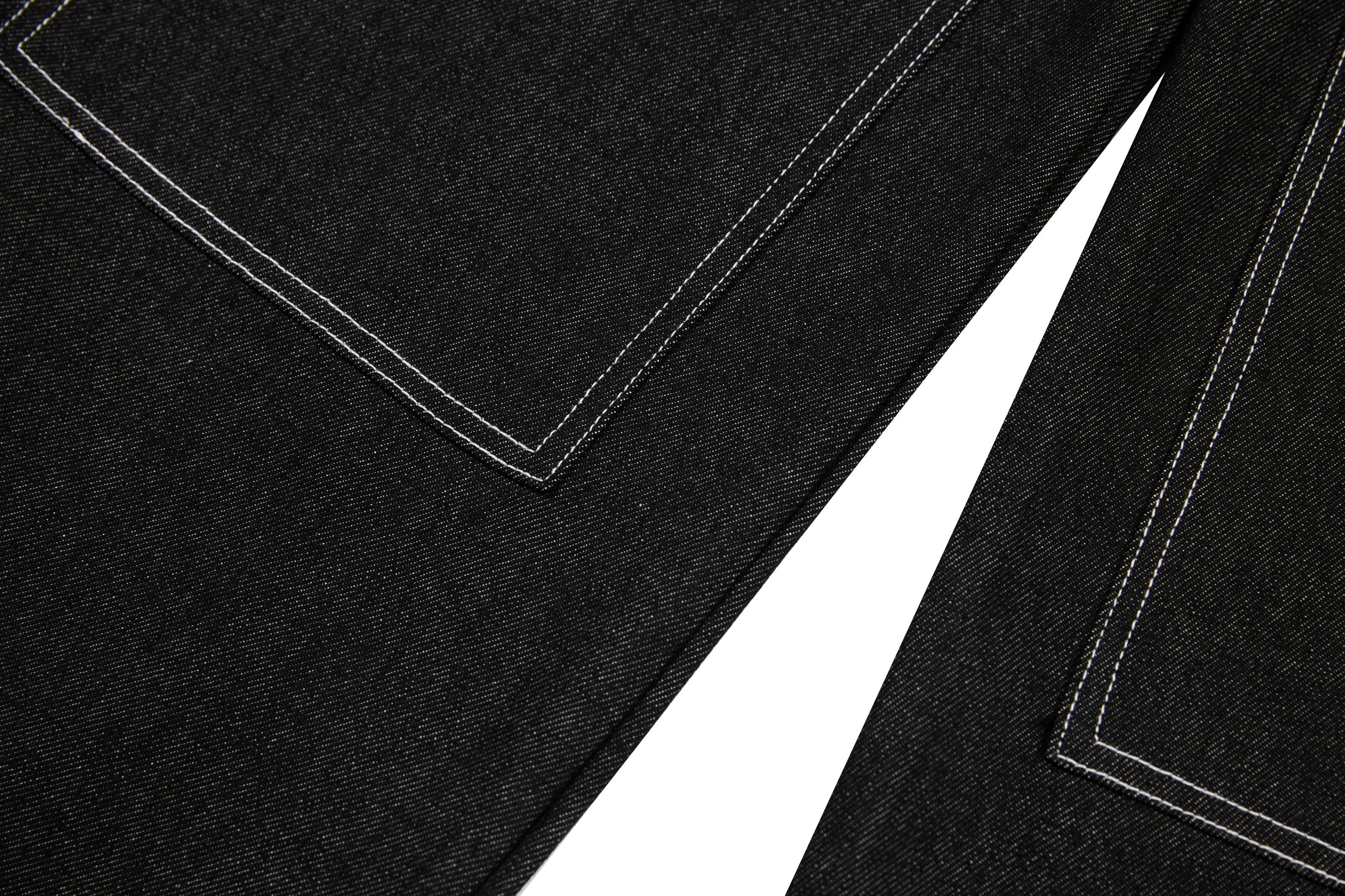 CapCabin Panel-Stitch Wide-Leg Denim Pants