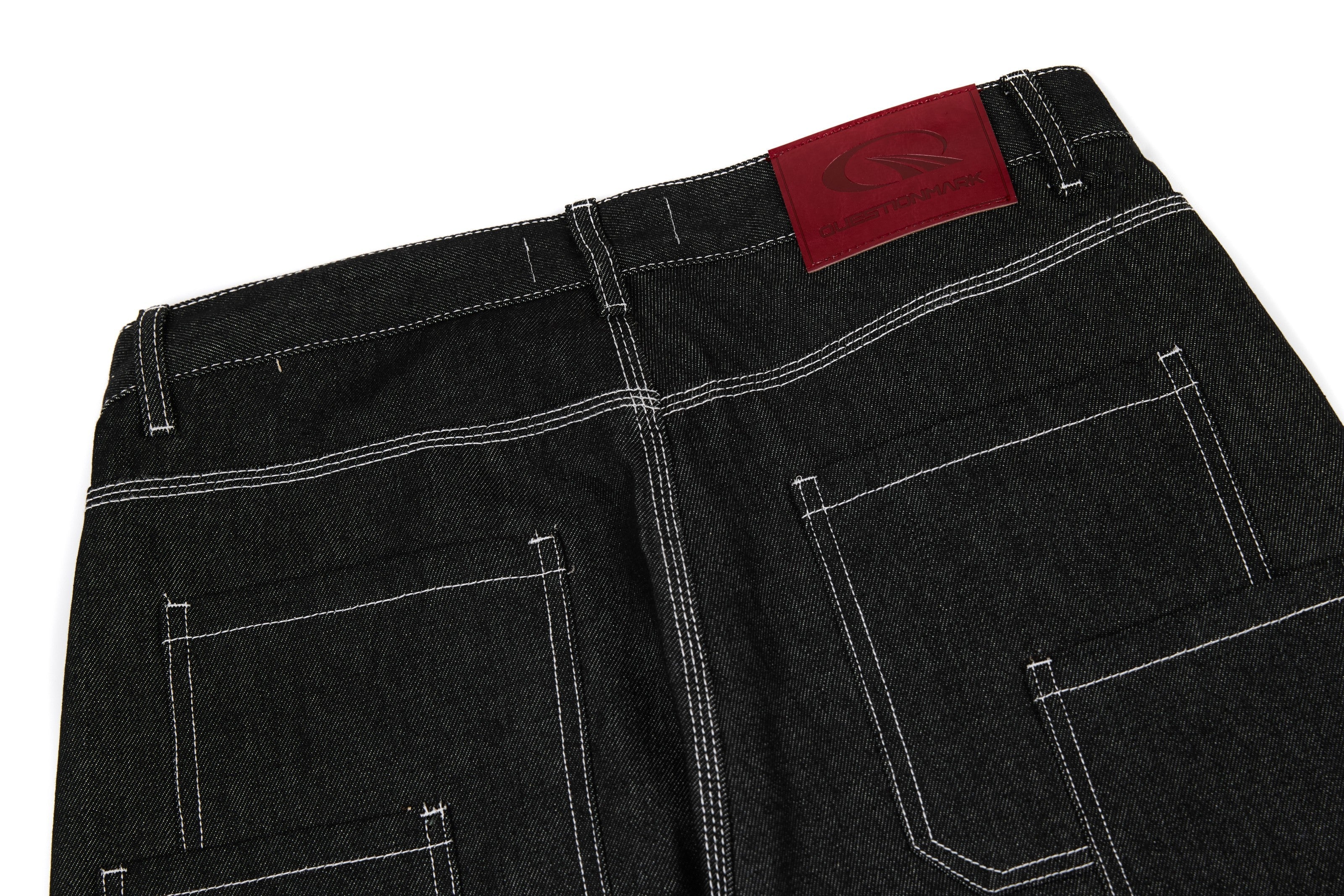 CapCabin Panel-Stitch Wide-Leg Denim Pants