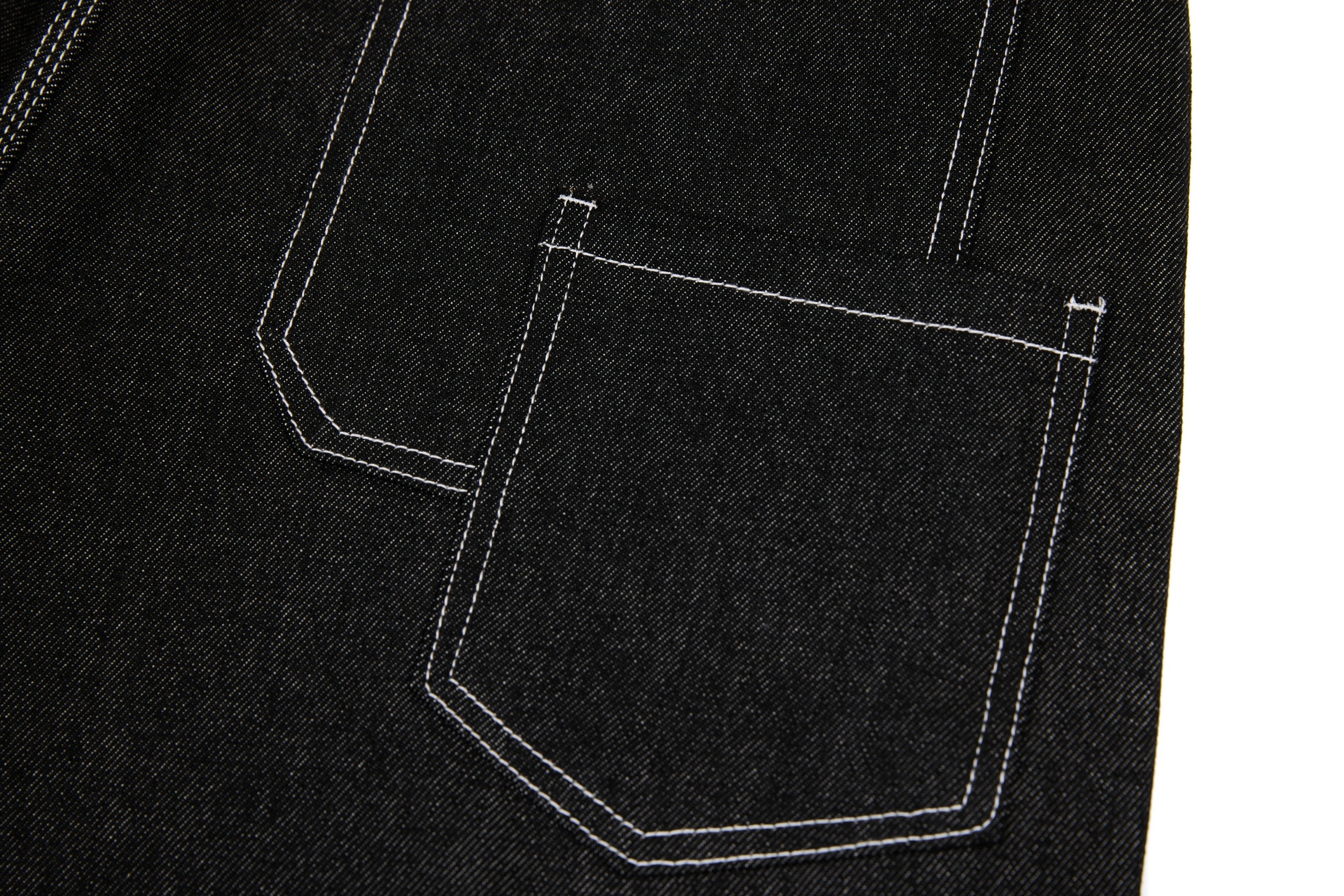 CapCabin Panel-Stitch Wide-Leg Denim Pants
