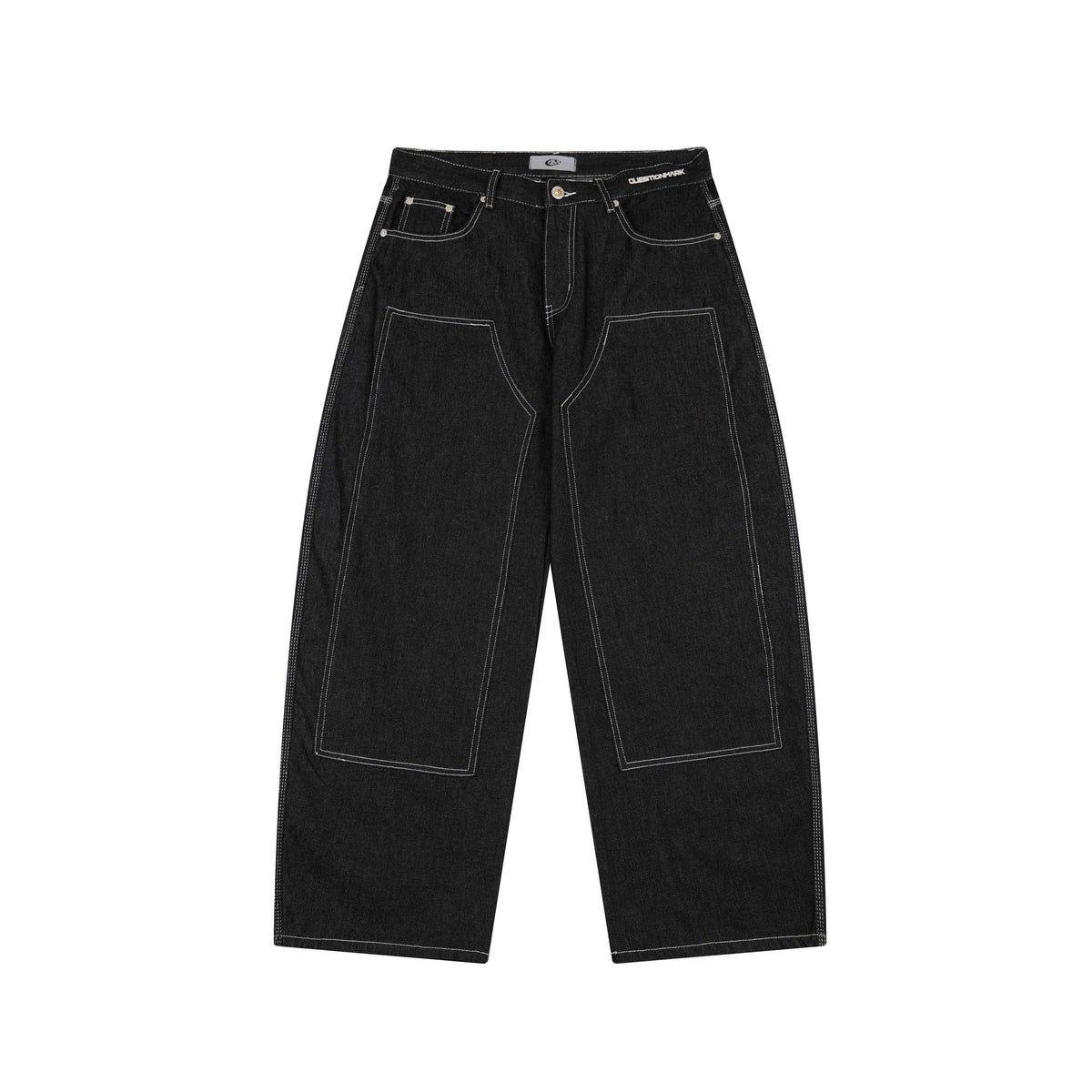 CapCabin Panel-Stitch Wide-Leg Denim Pants