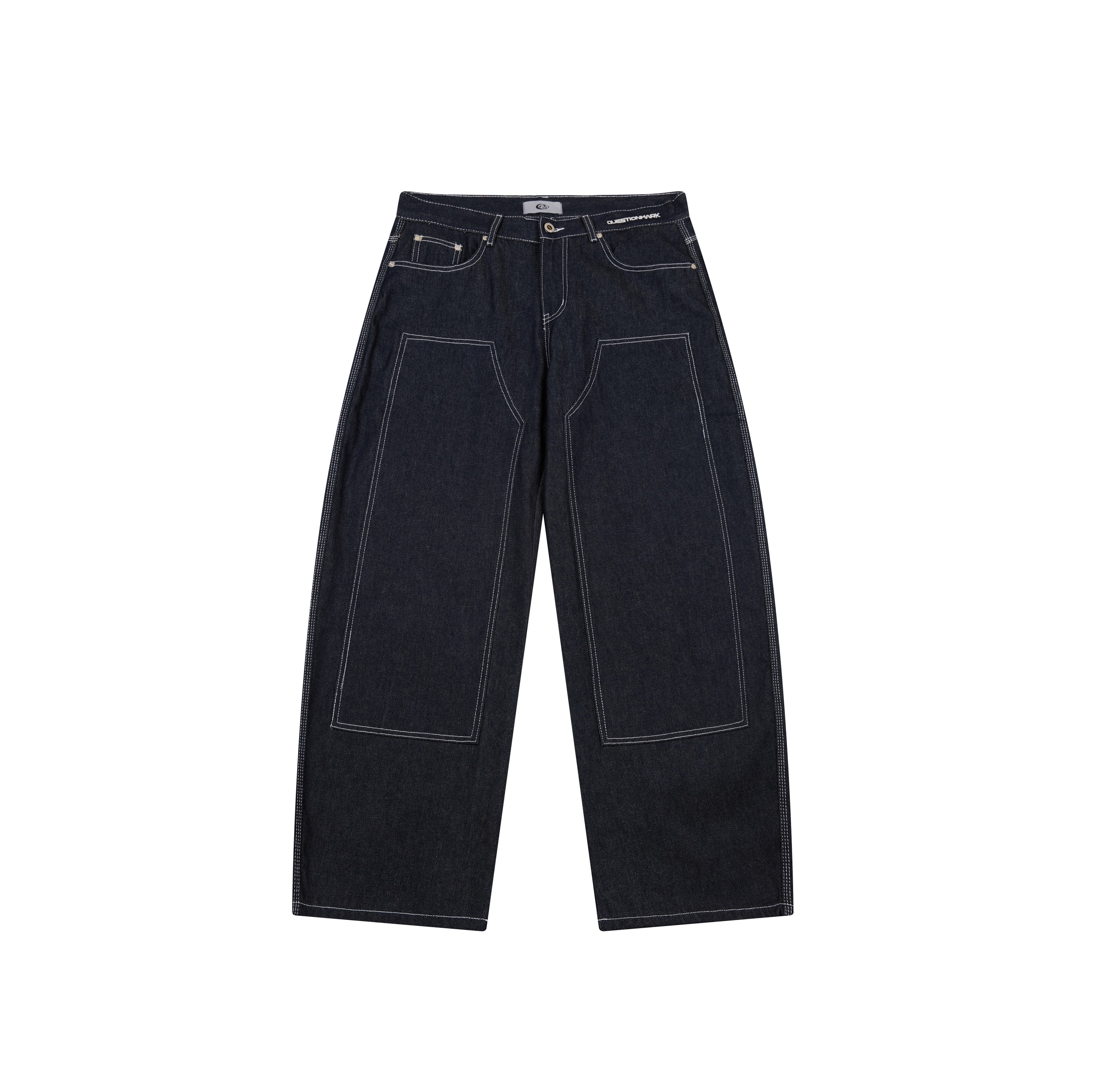 CapCabin Panel-Stitch Wide-Leg Denim Pants
