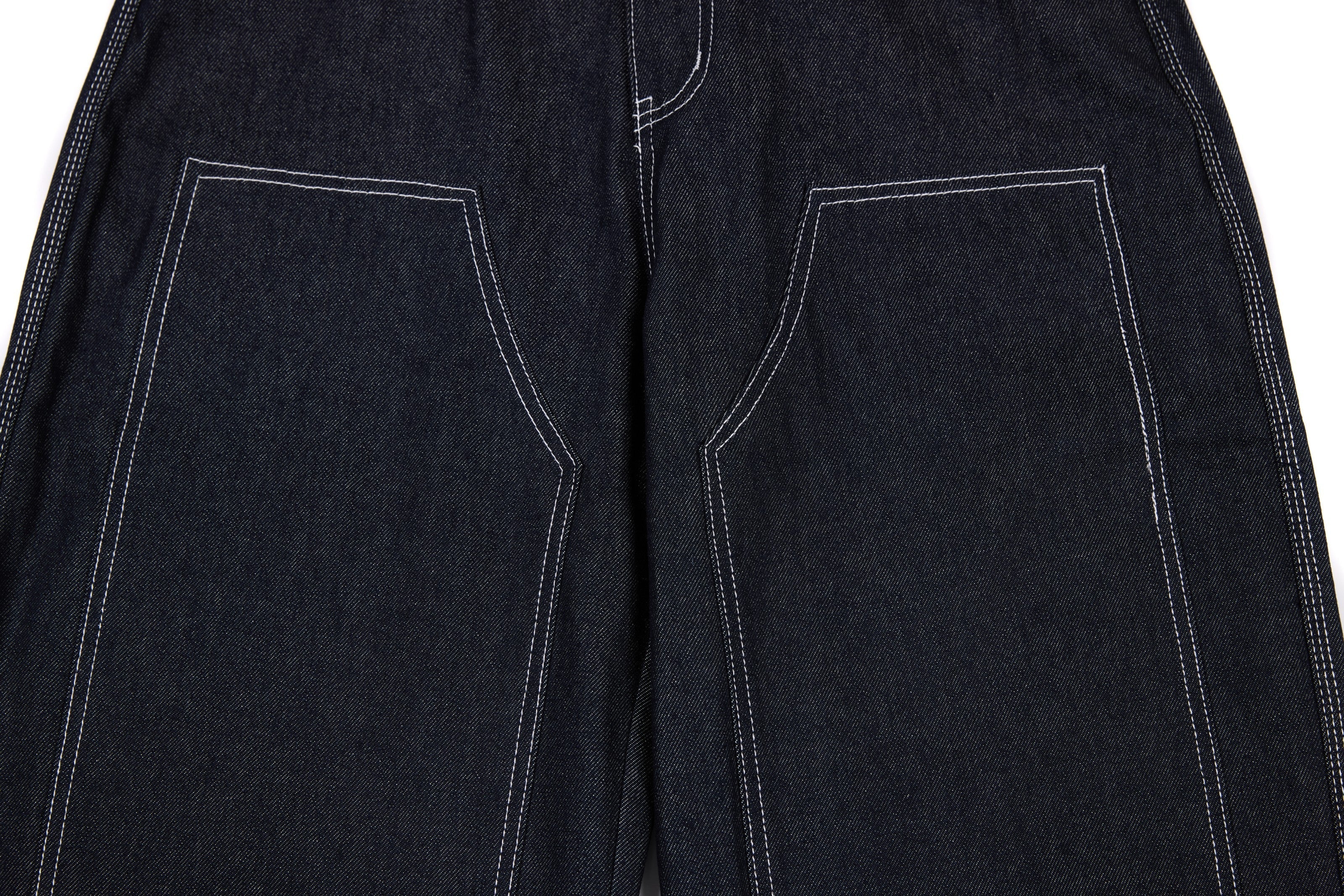 CapCabin Panel-Stitch Wide-Leg Denim Pants