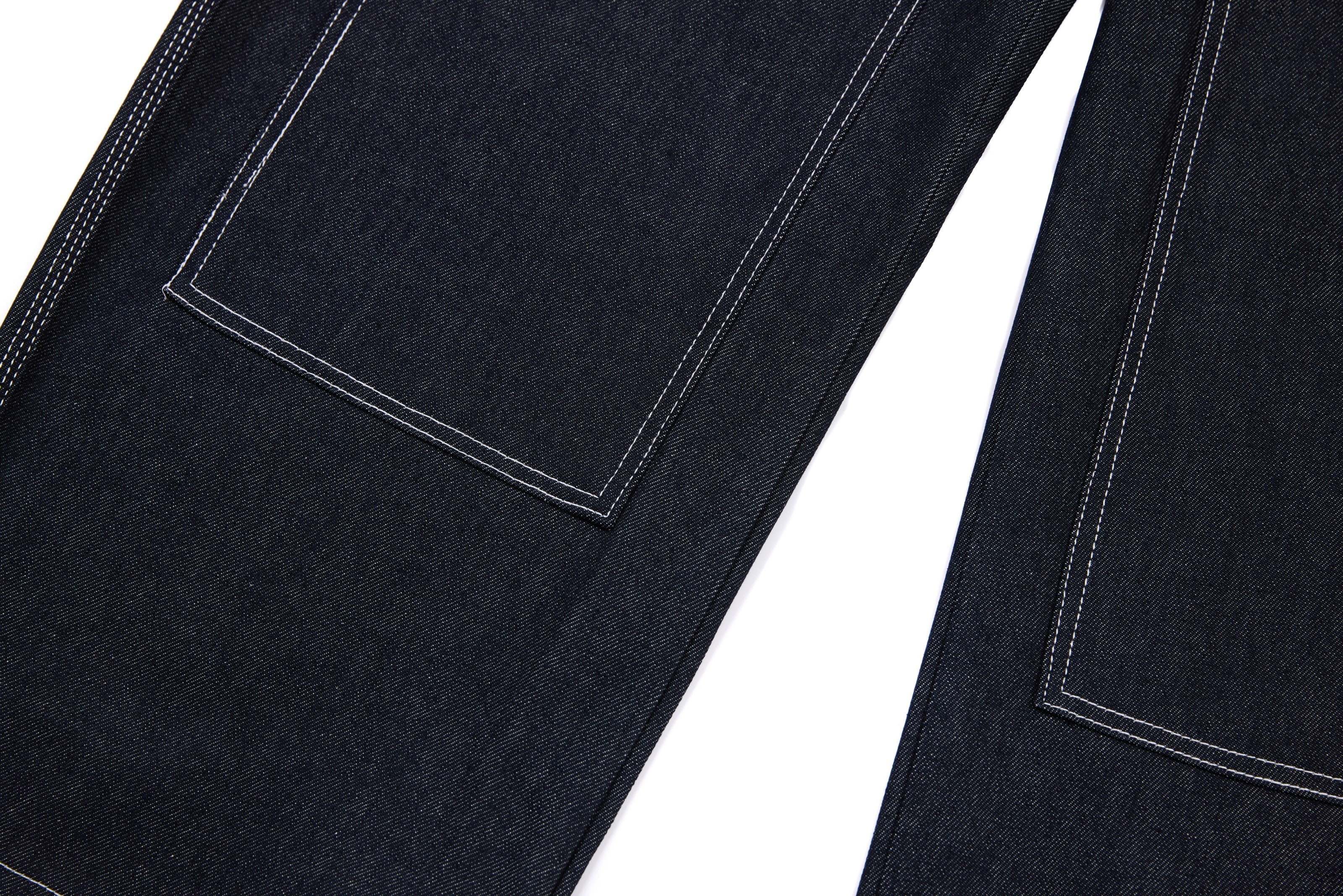 CapCabin Panel-Stitch Wide-Leg Denim Pants