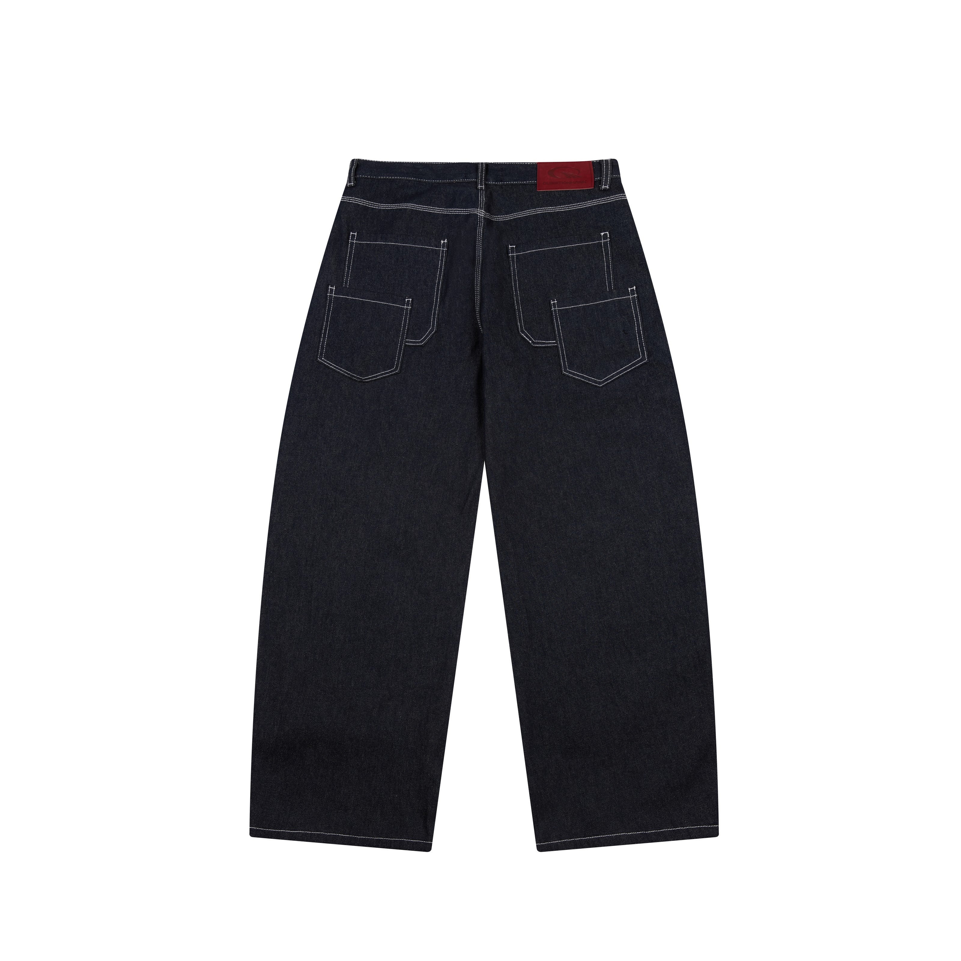 CapCabin Panel-Stitch Wide-Leg Denim Pants