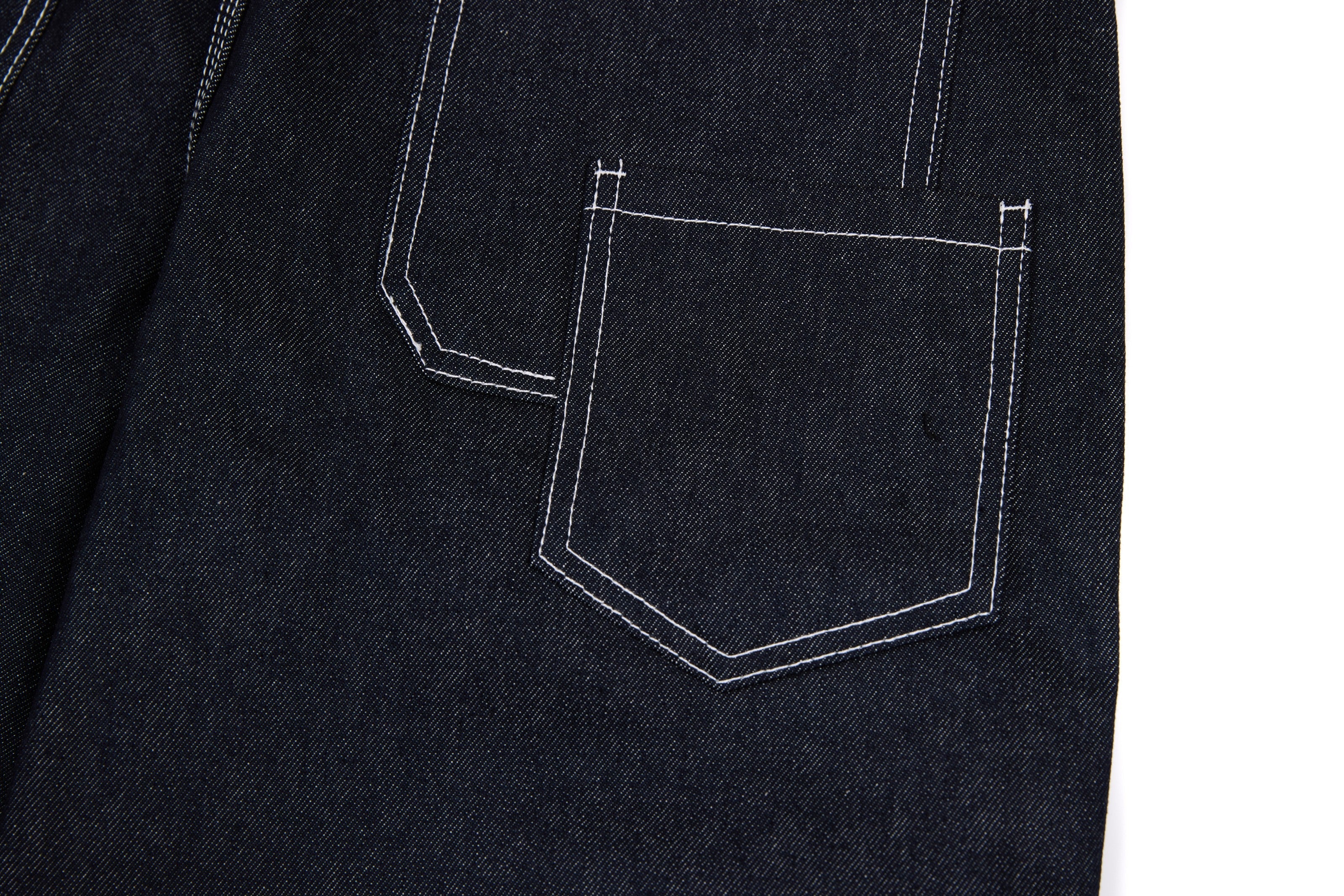CapCabin Panel-Stitch Wide-Leg Denim Pants