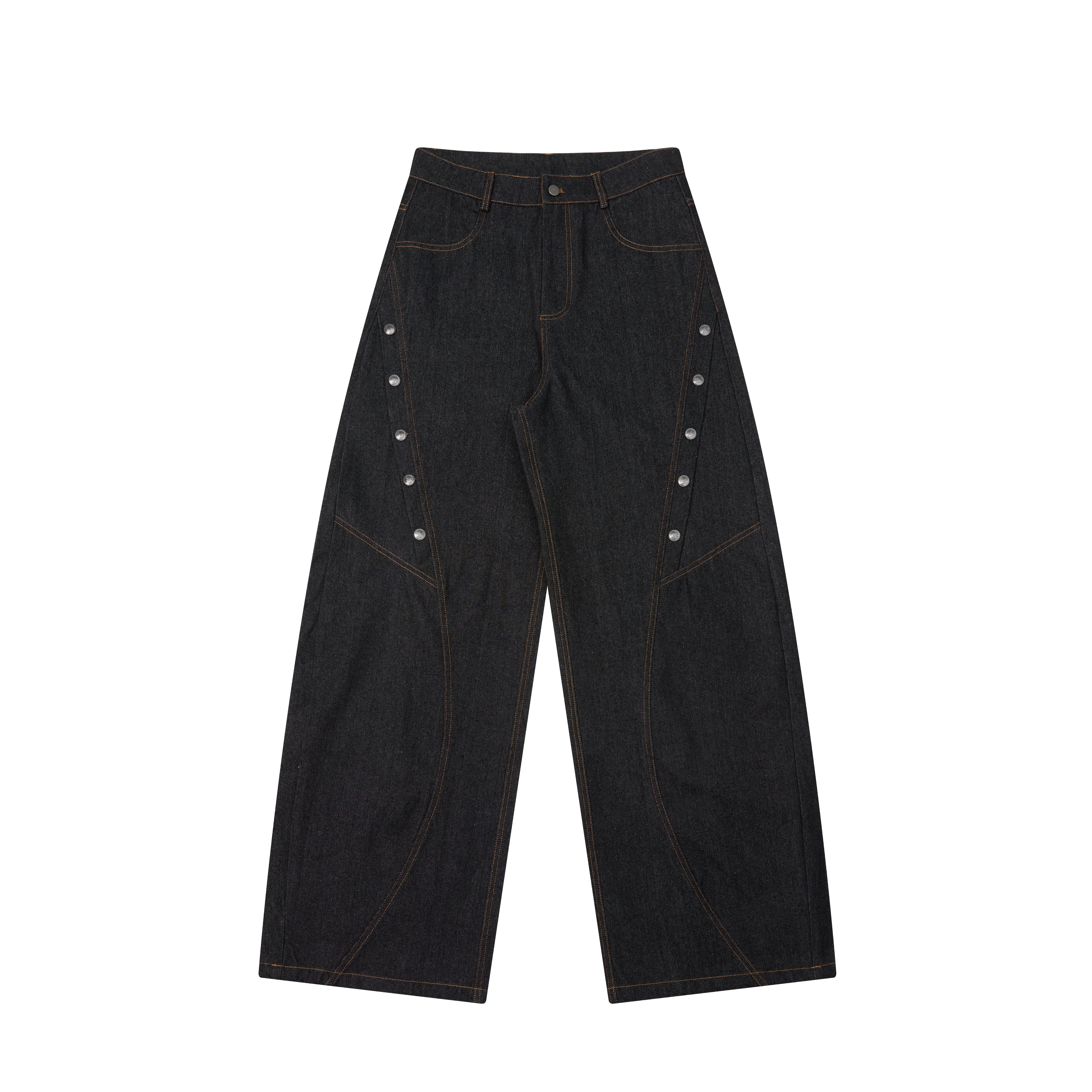 CapCabin Rivet Panel Wide-Leg Denim Jeans