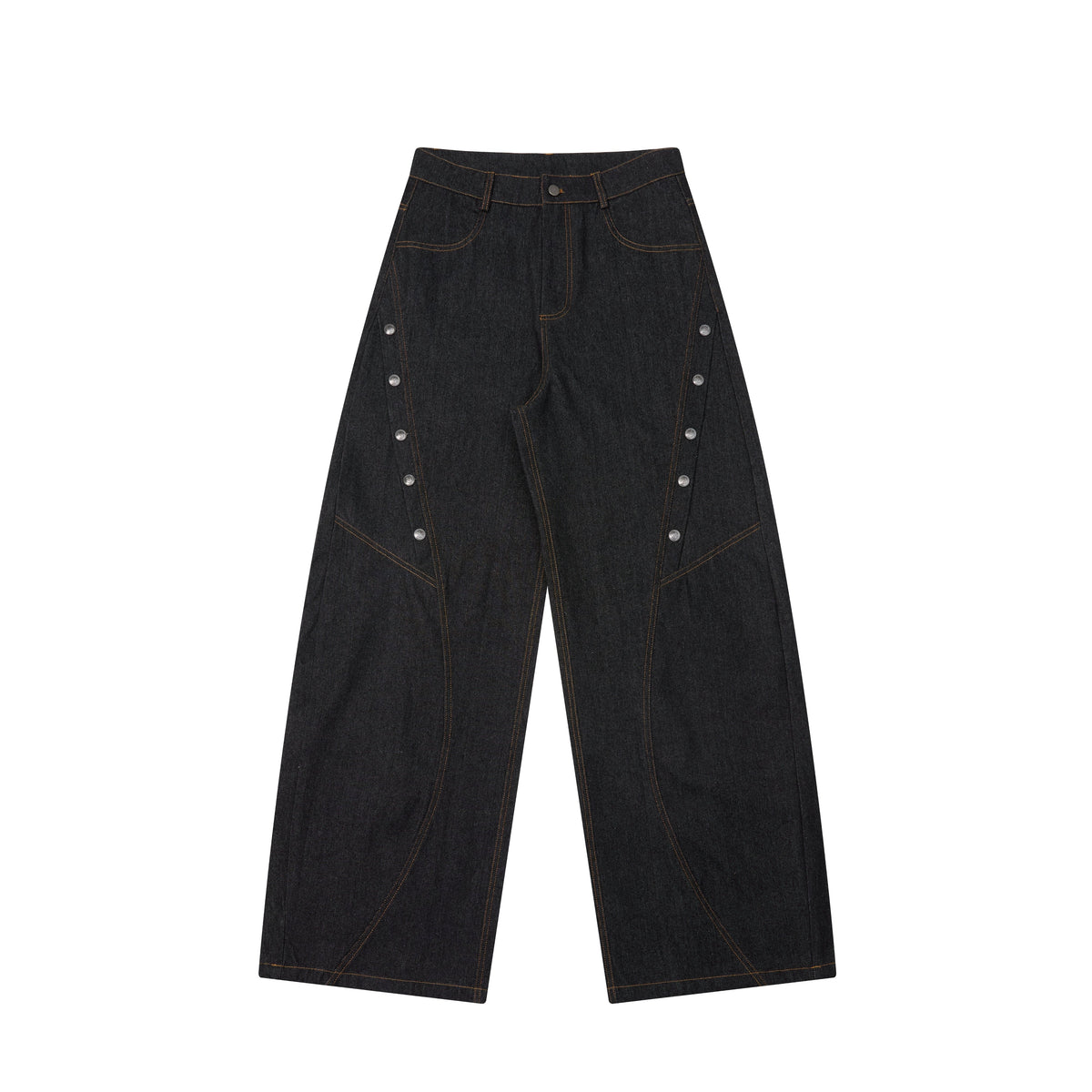 CapCabin Rivet Panel Wide-Leg Denim Jeans